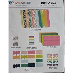 Diamond Press Girl Gang Mini Slimline Card‎ Kit Card Bases Envelopes Ephemera